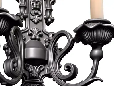 Forged indoor classic wall lamp sconce candlestick Candle Holder 3D model