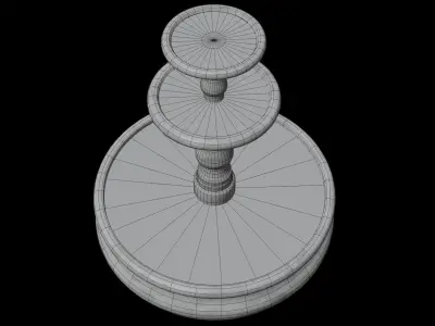 Fountain three tier with water on top Low-poly 3D model