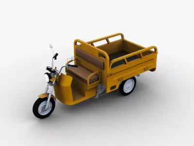 Electric Cargo Rickshaw Low-poly 3D model