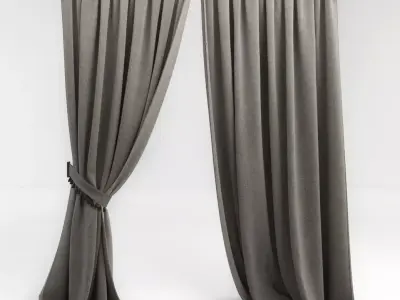 Curtains curtain hanging on rod 3D model