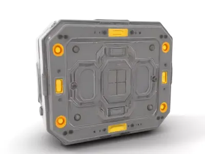 Futuristic Metal Storage Box Model Pack with LED Lights Low-poly 3D model