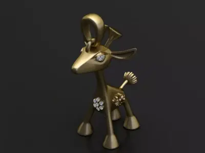 Golden Deer-Inspired Pendant 3D print model