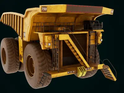 Dirty Mining Truck Rigged All PBR Textures Low-poly 3D model