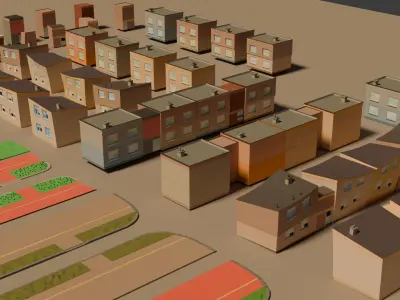 Urban City Lowpoly Asset Pack  Free low-poly 3D model