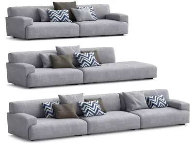 GREY Fabric Sofa - Full Size 3D model