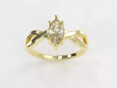 Twisted marquise ring for 3D printing 3D print model