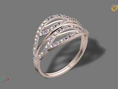 Womens Diamond Signet Ring Women Rings 3dmodels 3D print model 3D print model 7