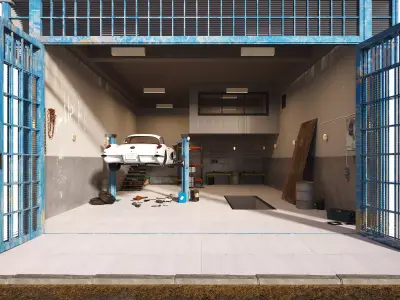 car repair shop Low-poly 3D model