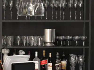 Restaurant coffee bar with marble counter tops 3D model