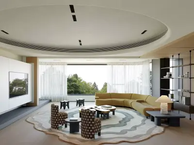 Modern Artistic Large Apartment Living Dining Room 3D model