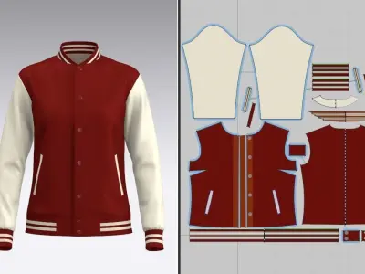 Women Varsity Jacket 3D model