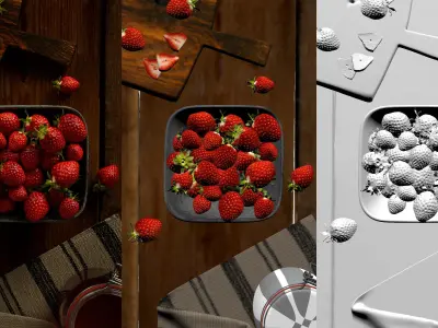 polypasta - strawberry studio scene 3D model