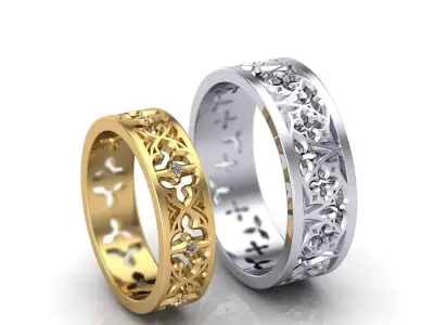 Patterned rings 3D print model buy