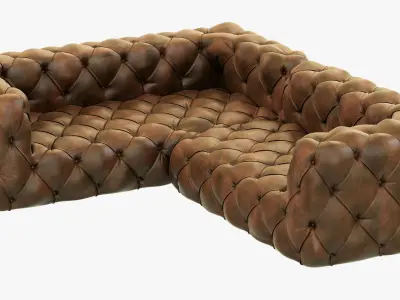 Restoration Hardware Soho Tufted Leather Corner Sectional 3D model