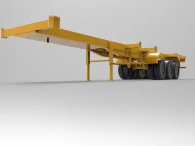 Old Trailer Container Carrier Low-poly 3D model