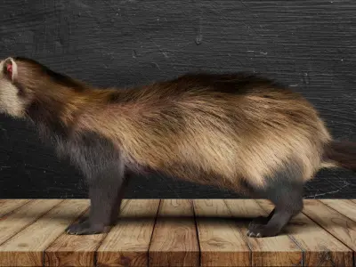 VFX Ready ferret 3d model 3D model with groom 3D model