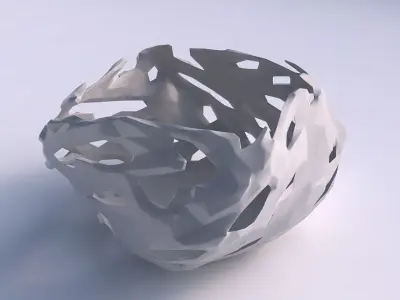 Bowl helix with faceted cuts and bulges  3D print model