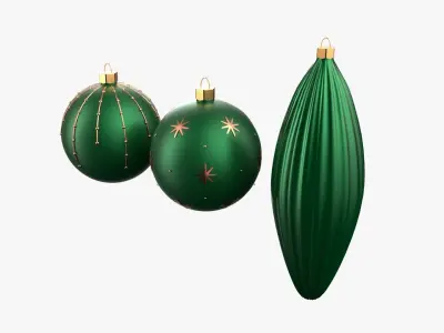 Christmas Tree Ornament Set1 - Green Orange 3D model