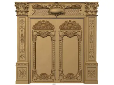 Royal style gold plated classic door G 3D model