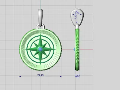 Nautical Star Compass Pendant 3D print model