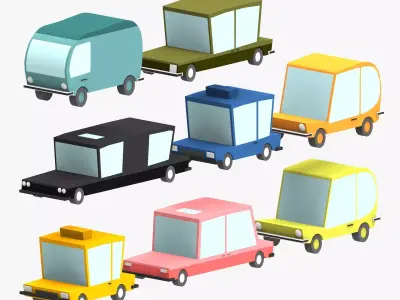 Low poly Car pack 2 Low-poly 3D model