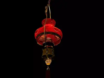 Chinese red lantern  Low-poly 3D model