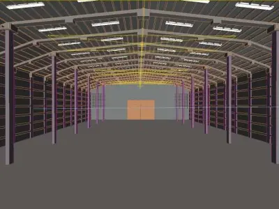 MODEL WAREHOUSE 3D model with metal beams 3D model