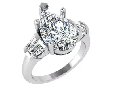 Pear Cut Diamond Ring 4440 3D print model