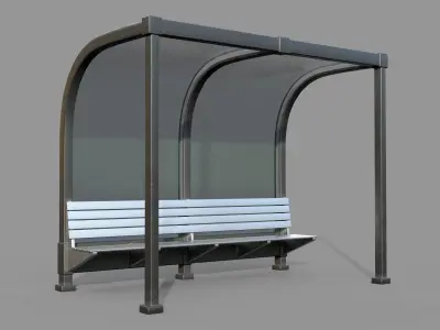 13 Bus Stop Base Mesh with UVs and Textures Vol 2 Low-poly 3D model