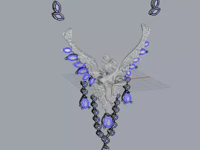 Fantasy Winged Pendant Necklace  High Detail 3D Jewelry Design 3D print model