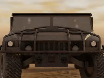 Humvee jeep in desert Low-poly 3D model