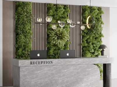 Reception Desk and Wall decor - office furniture 17 Low-poly 3D model