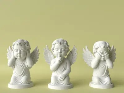 Three Little Angels See No Evil Speak No Evil Hear No Evil 3D print model