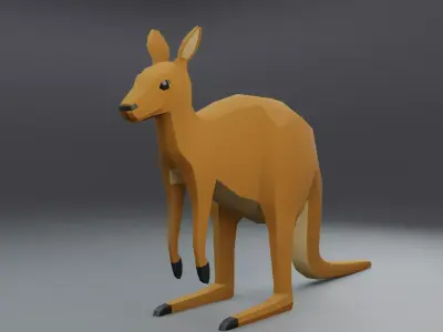low Poly Kangaroo 3D model Low-poly 3D model