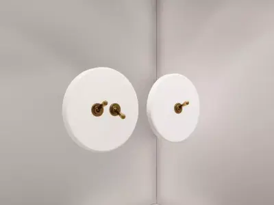 White porcelain switches - Vintage - retro switches 3D model