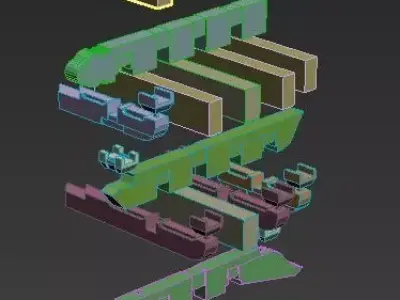 Ancient Chinese wooden architecture structure 3D model
