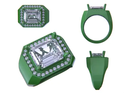 Men Emerald diamond Ring 3D print model