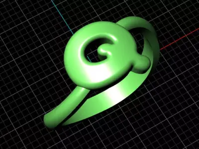 Q alphabet baypass ring 3D print model