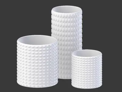 White Geometric Decor Vase SET 3D model