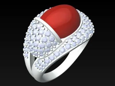 Oval Stone Ring - GN247 3D print model