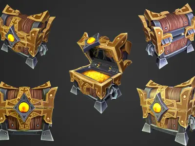Treasure Chest Bundle Low-poly 3D model