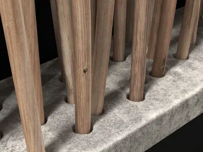 Planter fundament concrete thick branch n3 3D model