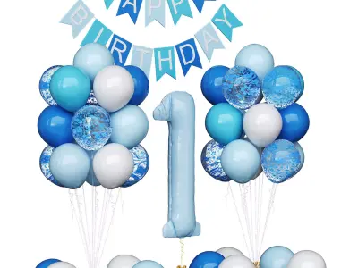  Birthday set Low-poly 3D model