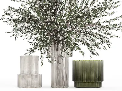 Lush bouquet of branches of blossoming cherry sakura flowers 351 3D model