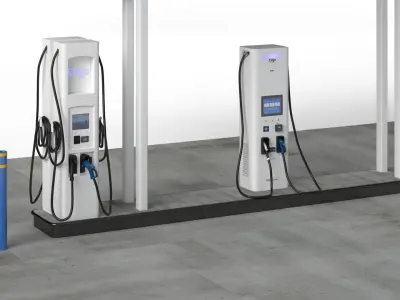 Electric Vehicle Charging Point with EV Station 02 3D model