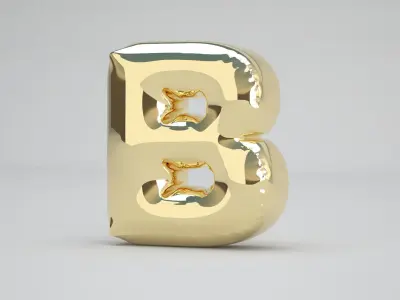 Gold B Balloon 3D model