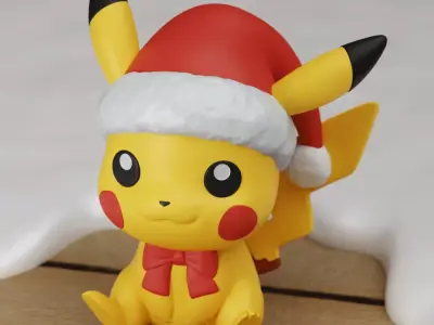 Pikachu Xmas Chibi Easy Print Pokemon Fanart 3D print model