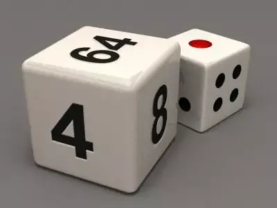 Lowpoly Dice with four numbers Free low-poly 3D model