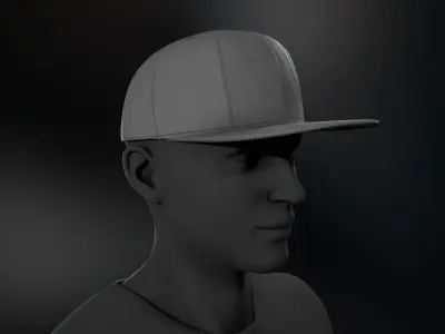 Gray Snapback Cap Low-poly 3D model
