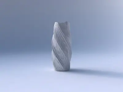 Vase twisted hexagon with wavy grid plates 3D print model